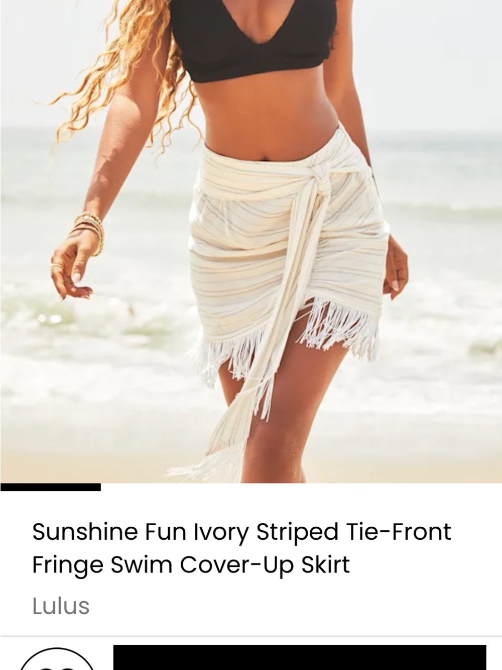 Lulu's Ivory Striped Tie-Wrap Fringe Beach Cover-Up Skirt